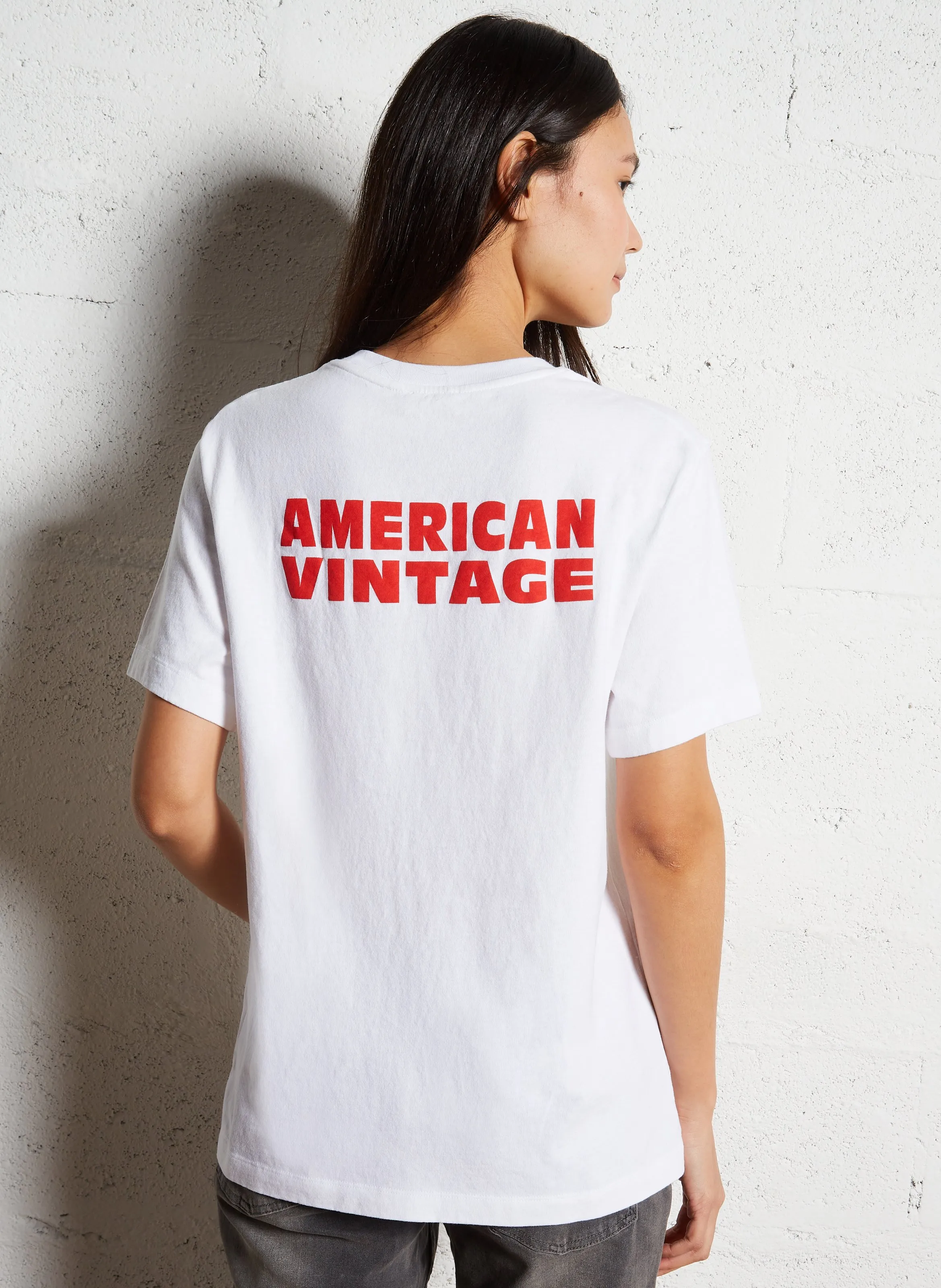  AMERICAN VINTAGE   YKOBOW - T-shirt stampata in cotone | Bianco