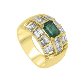 Anello Oro & Co in oro giallo con diamanti 2.13 ct e smeraldo mis 16