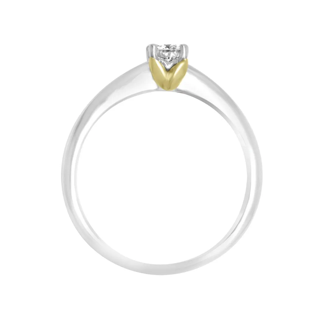 Anello solitario Alfieri & St John in oro bianco e giallo con diamante ct 0,20