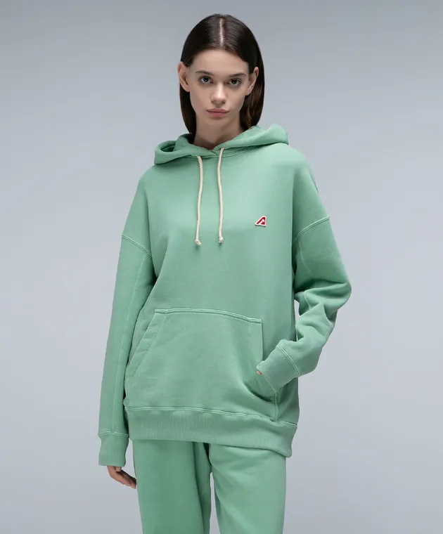 AUTRY Felpa con cappuccio verde con logo A23IHOEW420T