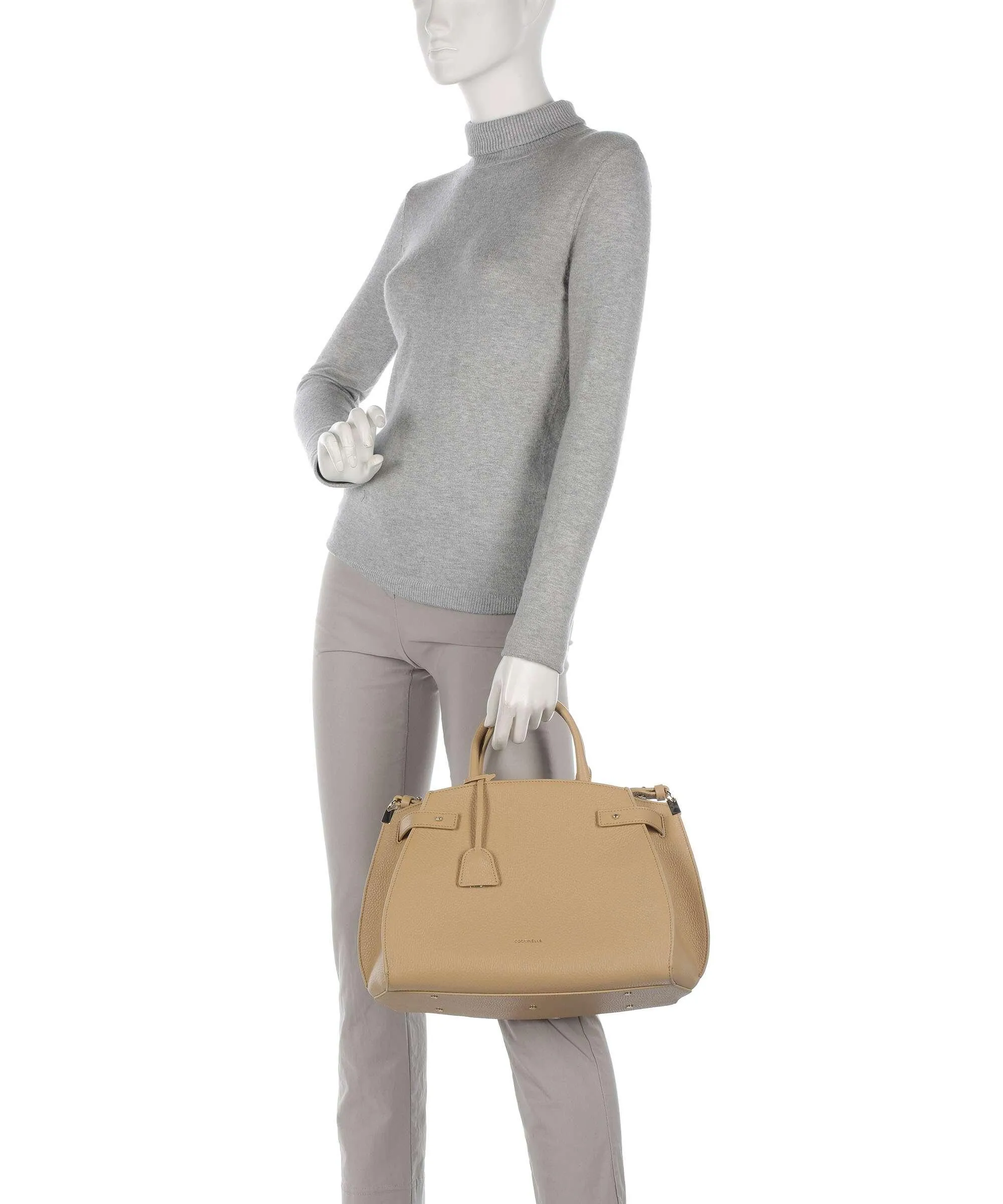  Coccinelle Kliche Borsa a mano pelle di vacchetta grana beige  