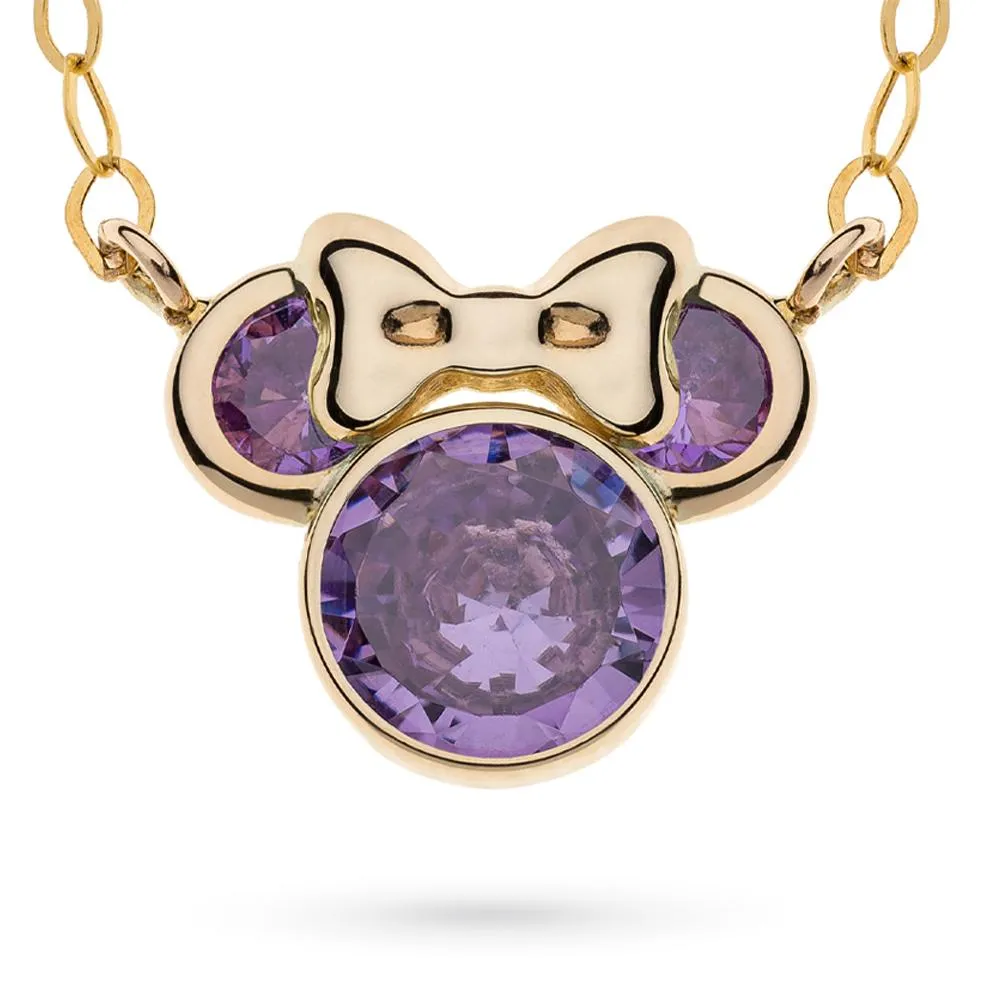 Collana bambina Disney Minnie oro giallo 9kt cristalli viola