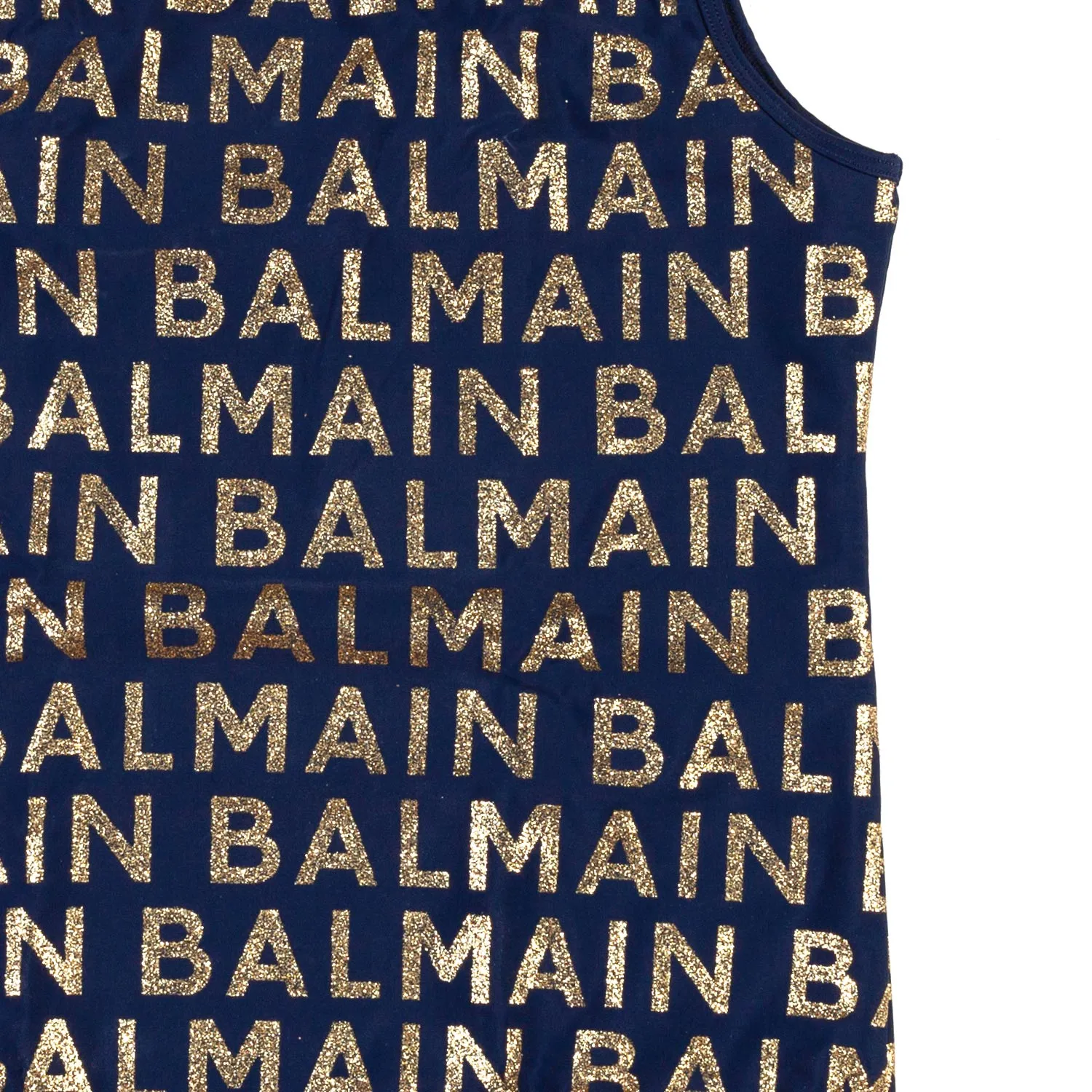 Costume Intero Blu Scuro Con Loghi Oro Glitter