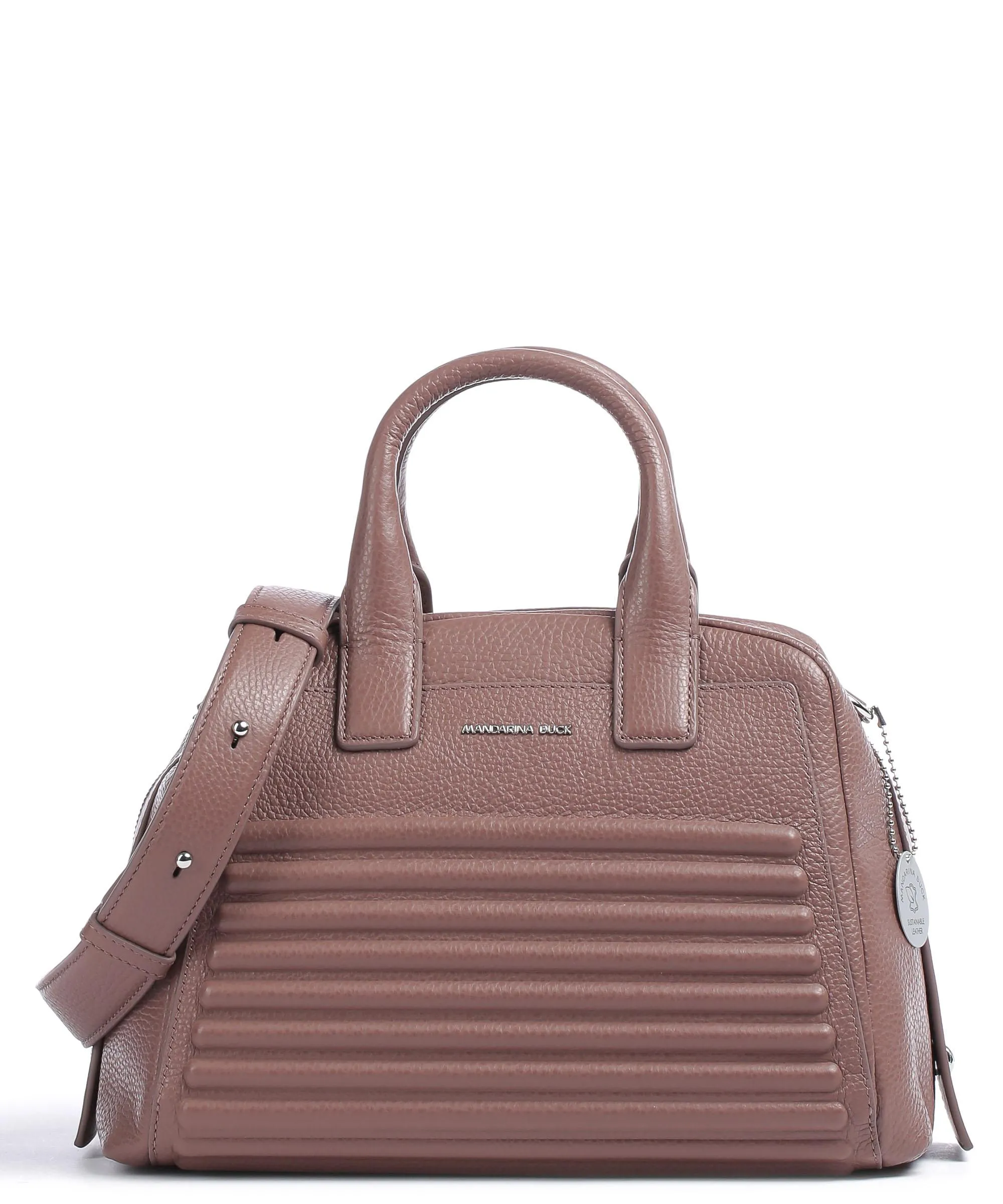  Mandarina Duck I-Con Borsa a mano pelle di vitello grana marrone  