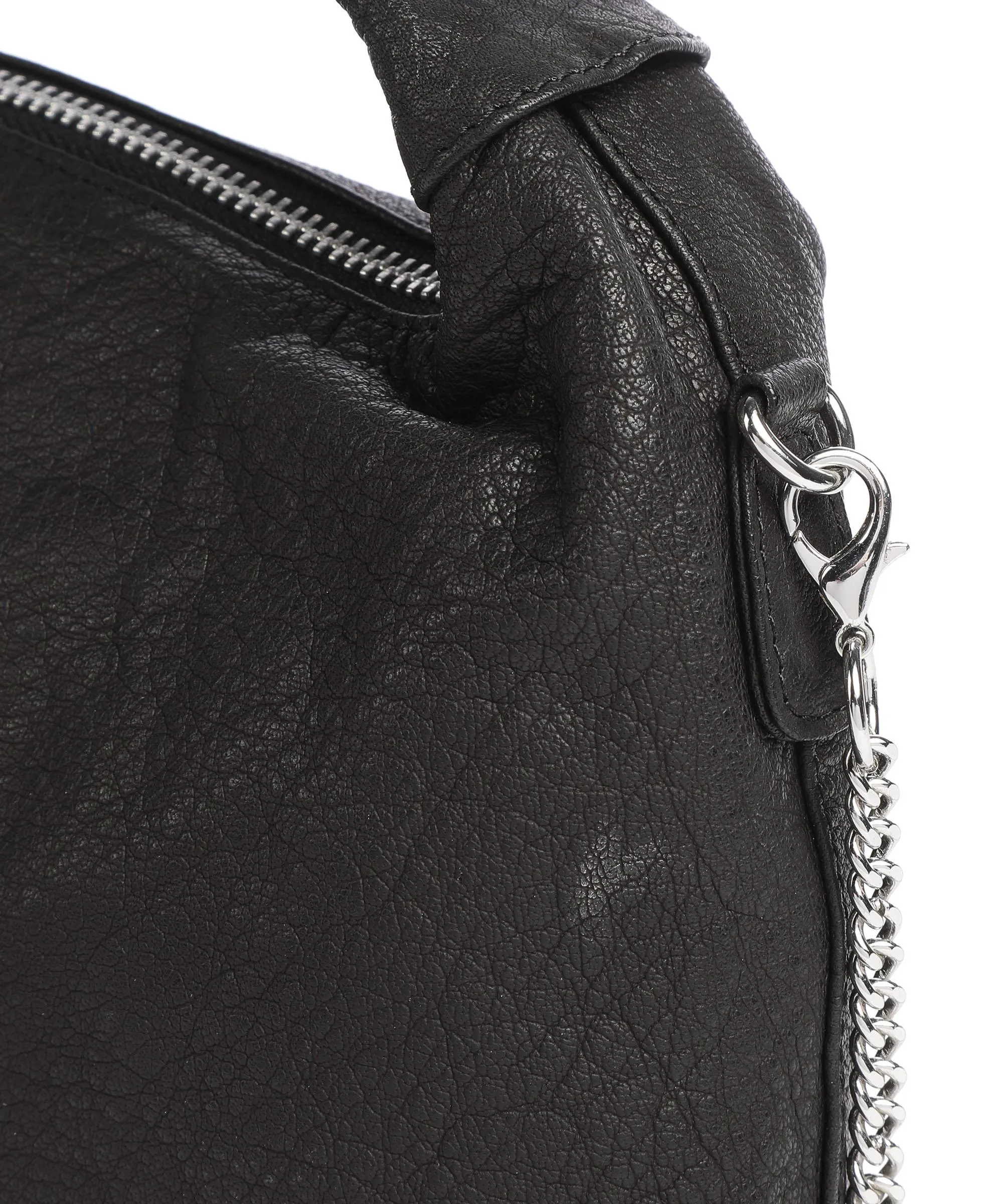  Núnoo Croco Small Bobby Borsa hobo pelle di vitello grana nero  