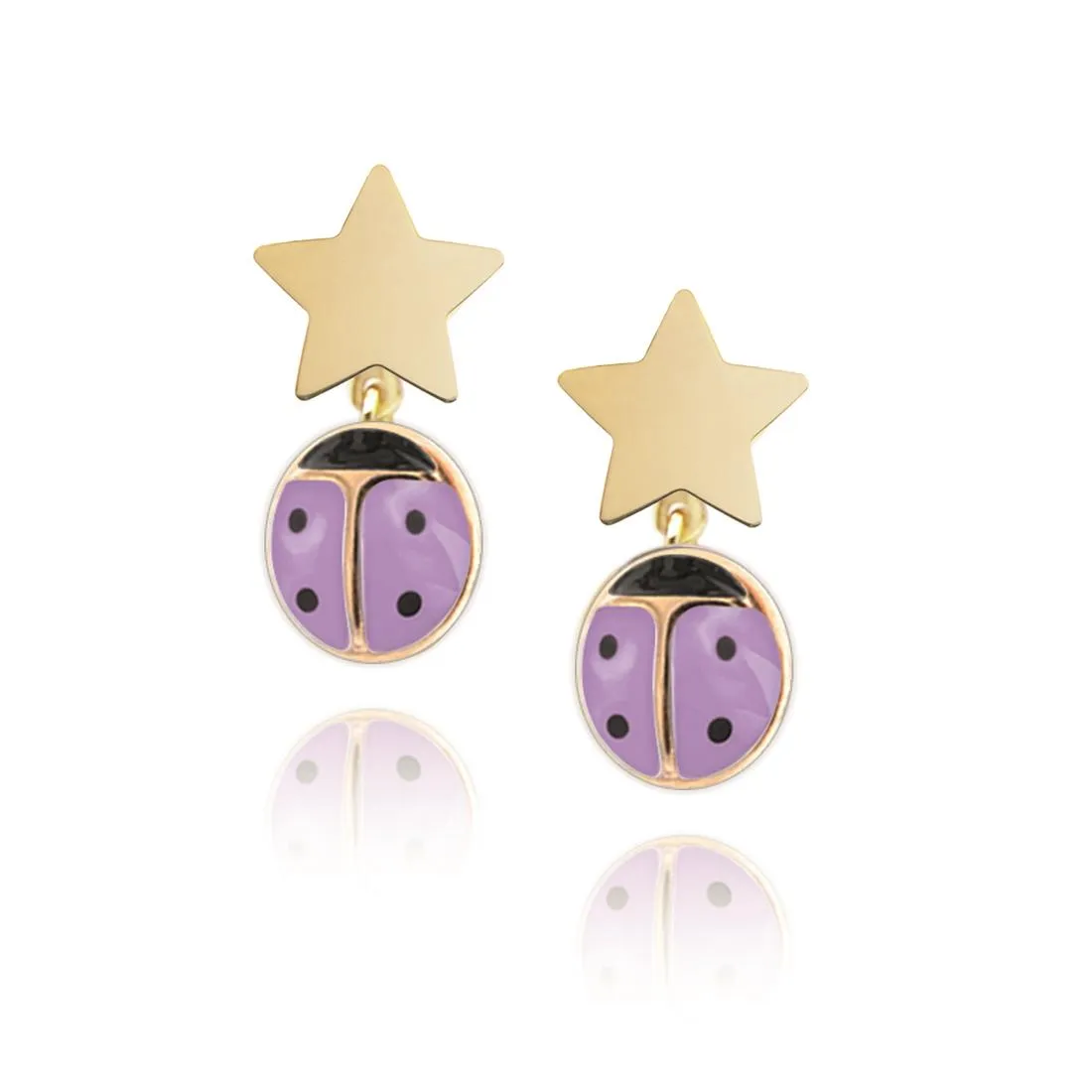 Orecchini in oro giallo 18 kt con coccinelle