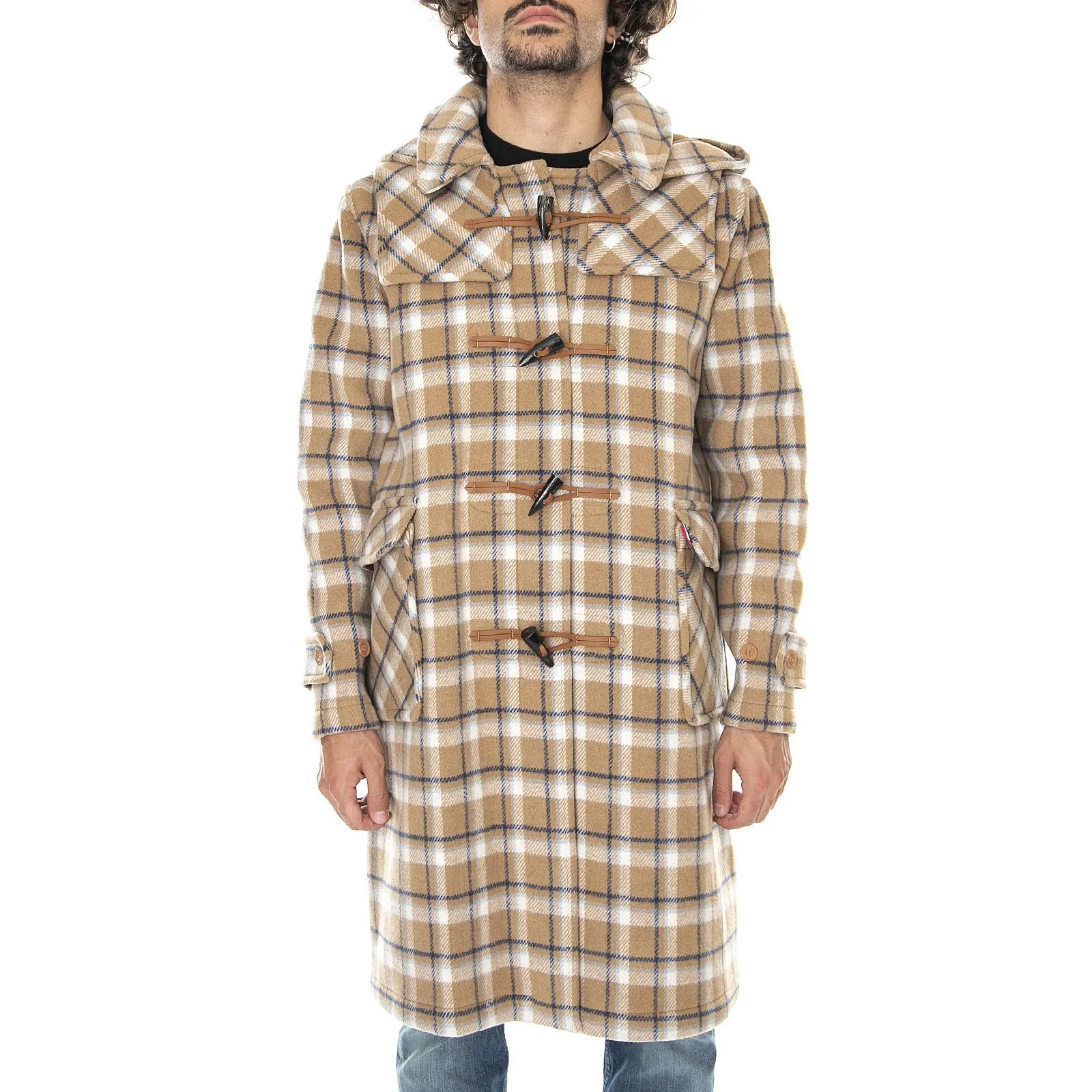 ORIGINAL MONTGOMERY Wellin Check Removable Hood Coat Jacket - Camel - Giacca / Cappotto Montgomery Invernale Uomo Multicolore   