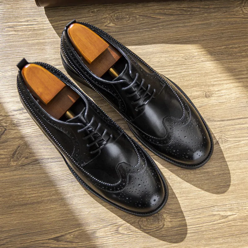 Scarpe Oxford classiche da uomo in pelle bovina con patchwork goffrato