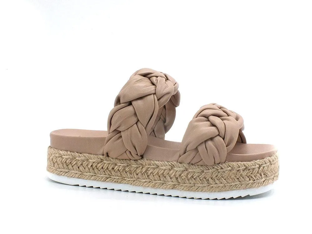 STEVE MADDEN Gist Ciabatta Platform Corda Beige Nude GIST01S1