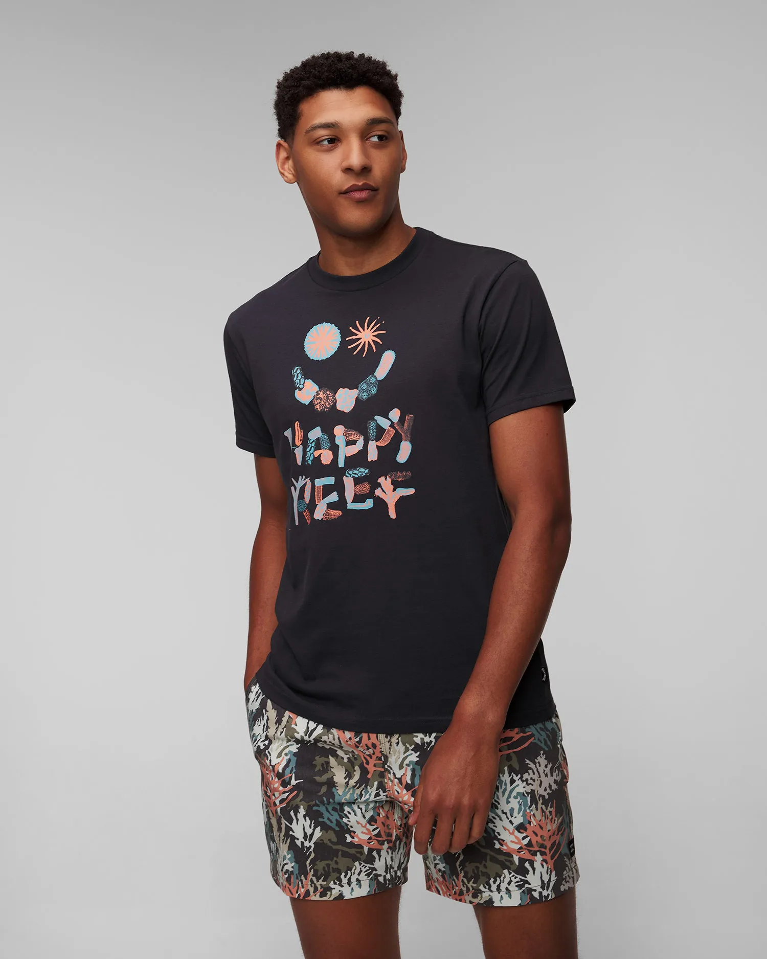 T-shirt grigio grafite da uomo Billabong Cg Happy Reef Ss abyzt02339-waa