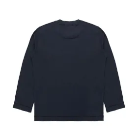 T-Shirt Lunga Blu Scuro Con Patch Compass