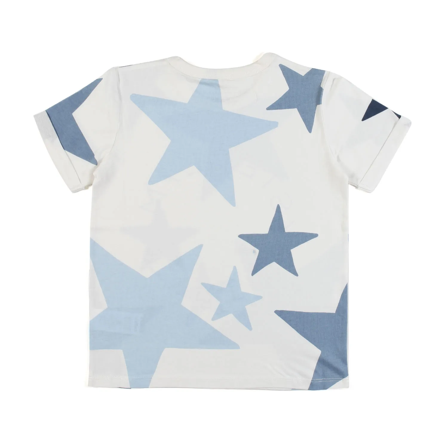 T-Shirt Unisex Bianca Con Stelle Blu E Celesti