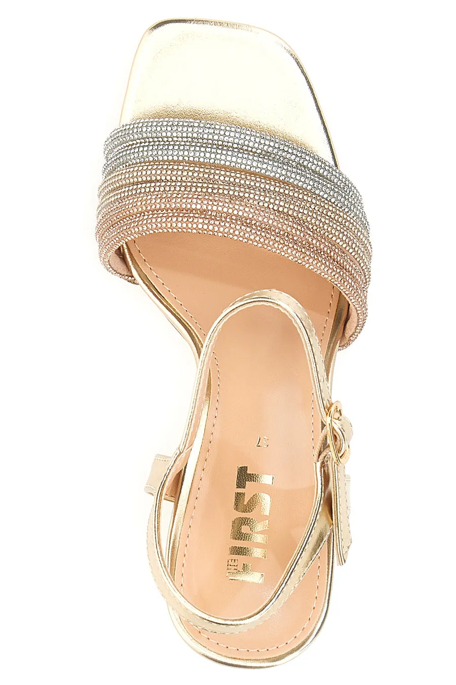   THE FIRST Sandali Platino Con Tacco e Strass The First 250